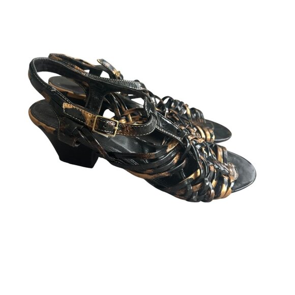 HOT IN HOLLYWOOD Multicolor Brown Kitten Heels Sandals Size 8 - Picture 6 of 7